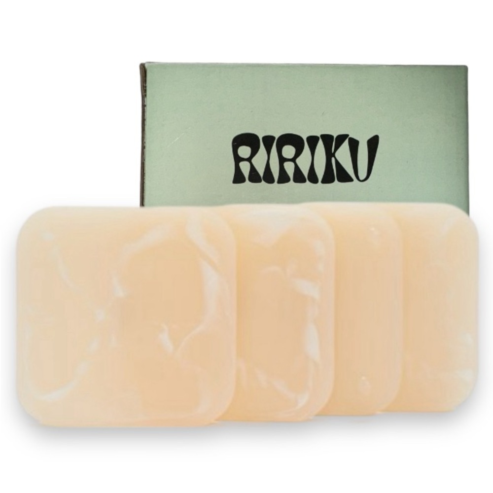 Ririku Cream Swirl 4 Piece Coaster Set Resin Marble New in Box